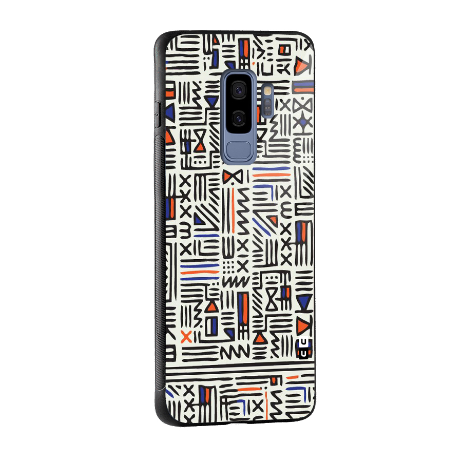 Orange Blue Number Glass Back Case for Galaxy S9 Plus