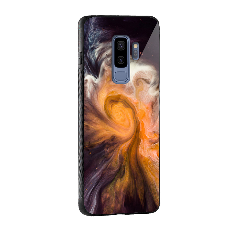 Orange Fusion Glass Back Case for Galaxy S9 Plus