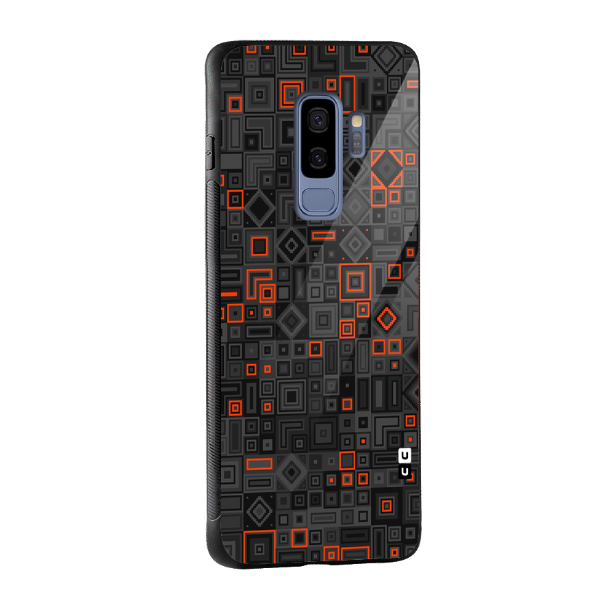Orange Shapes Abstract Glass Back Case for Galaxy S9 Plus