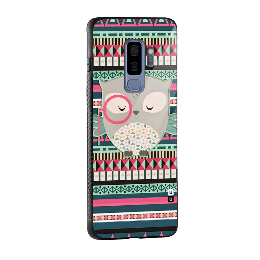 Owl Cute Pattern Glass Back Case for Galaxy S9 Plus