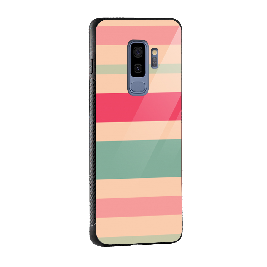 Pastel Stripes Vintage Glass Back Case for Galaxy S9 Plus