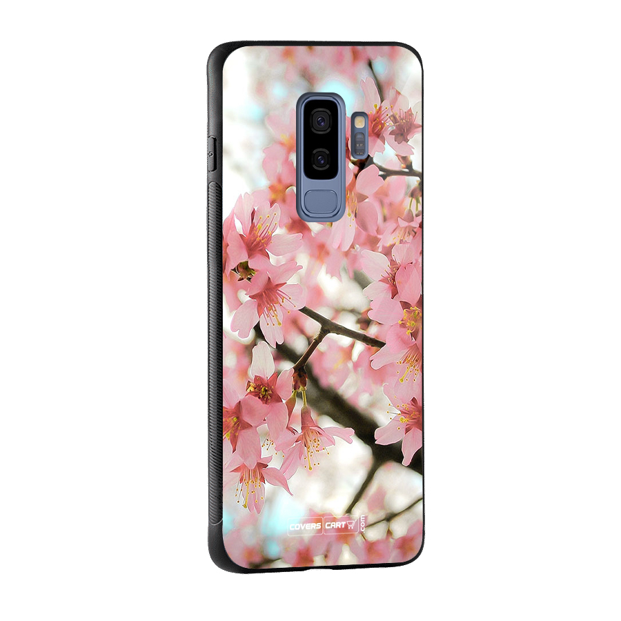 Peach Floral Glass Back Case for Galaxy S9 Plus
