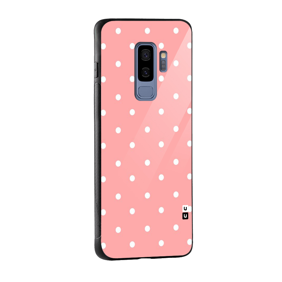 Peach Polka Pattern Glass Back Case for Galaxy S9 Plus