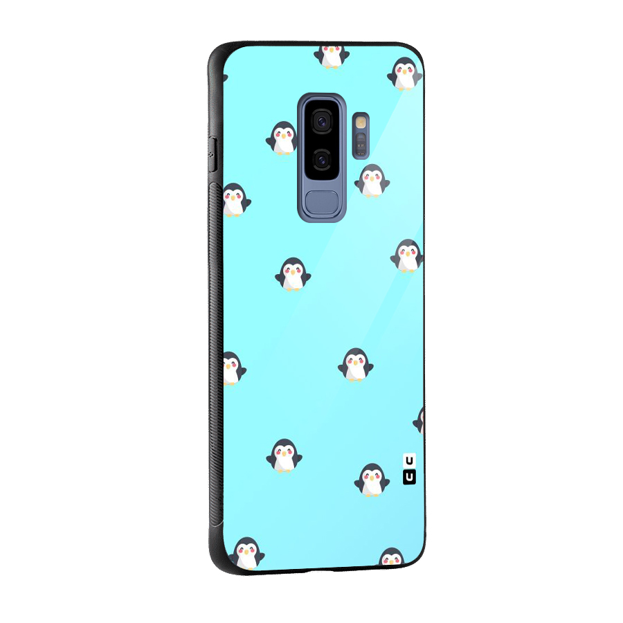 Penguins Pattern Print Glass Back Case for Galaxy S9 Plus