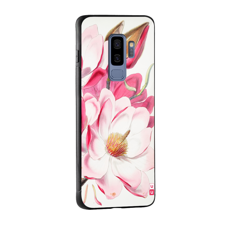 Pink Beautiful Flower Glass Back Case for Galaxy S9 Plus