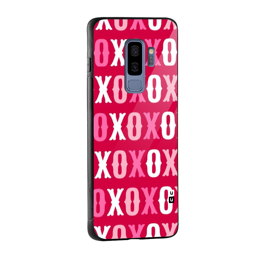 Pink White Xoxo Glass Back Case for Galaxy S9 Plus