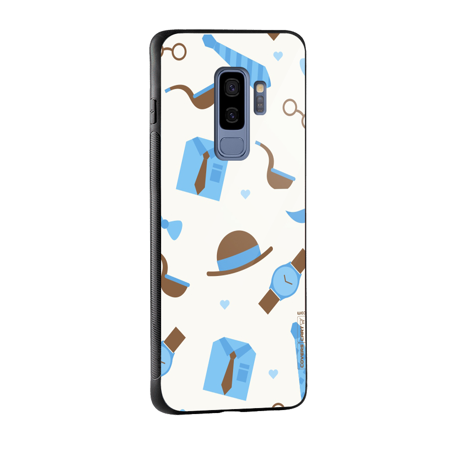Pipe Hat Watch Pattern Glass Back Case for Galaxy S9 Plus