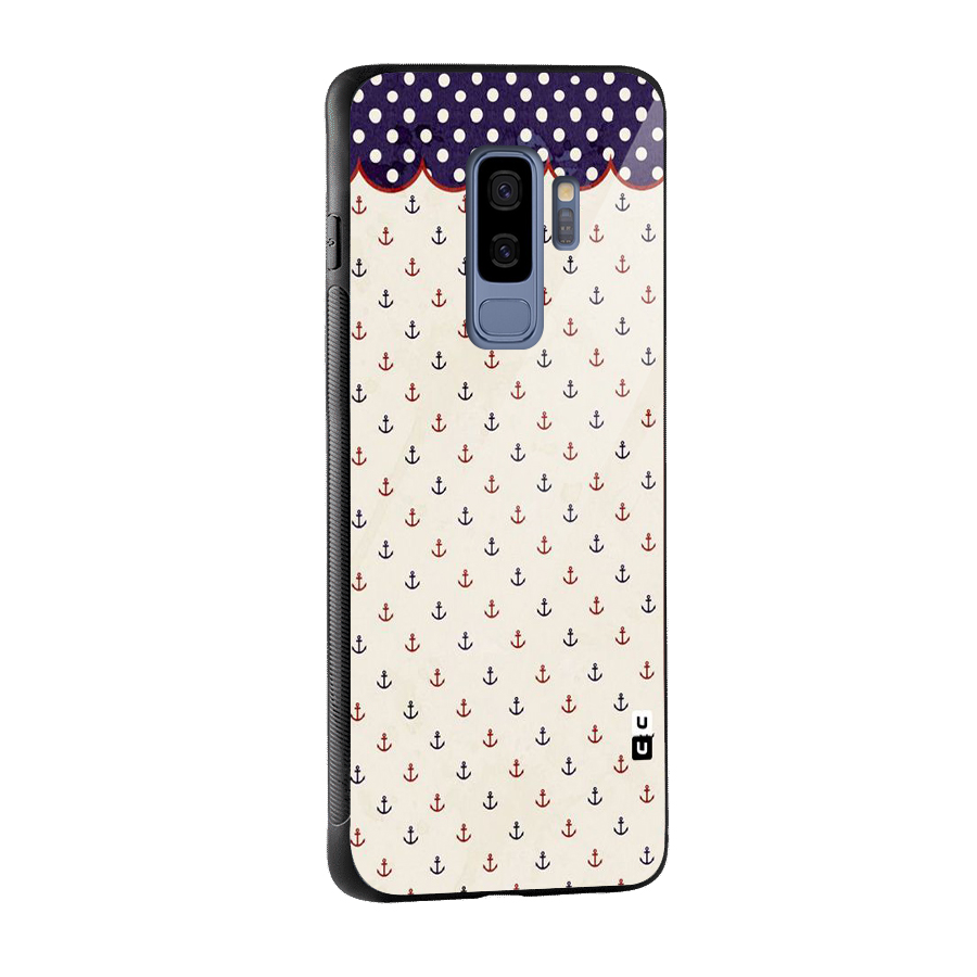 Polka Anchor Glass Back Case for Galaxy S9 Plus