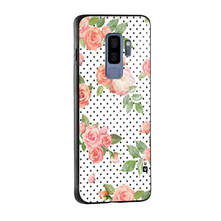 Polka Bloom White Glass Back Case for Galaxy S9 Plus