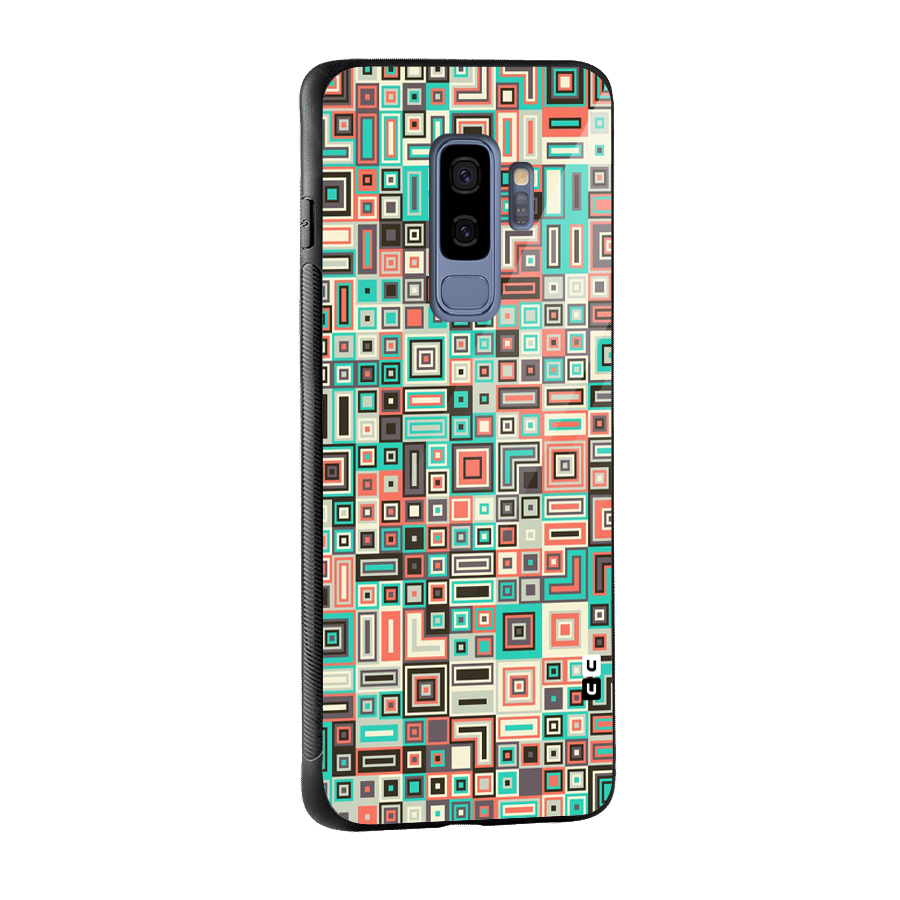 Pretty Boxes Design Glass Back Case for Galaxy S9 Plus