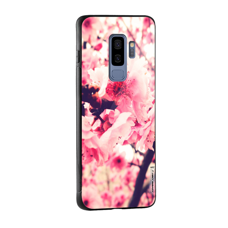 Pretty Pink Flowers Glass Back Case for Galaxy S9 Plus