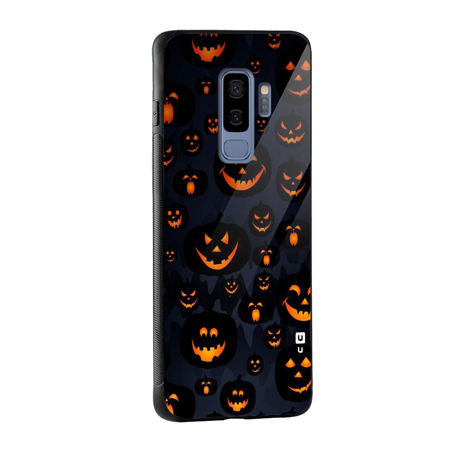 Pumpkin Smile Pattern Glass Back Case for Galaxy S9 Plus