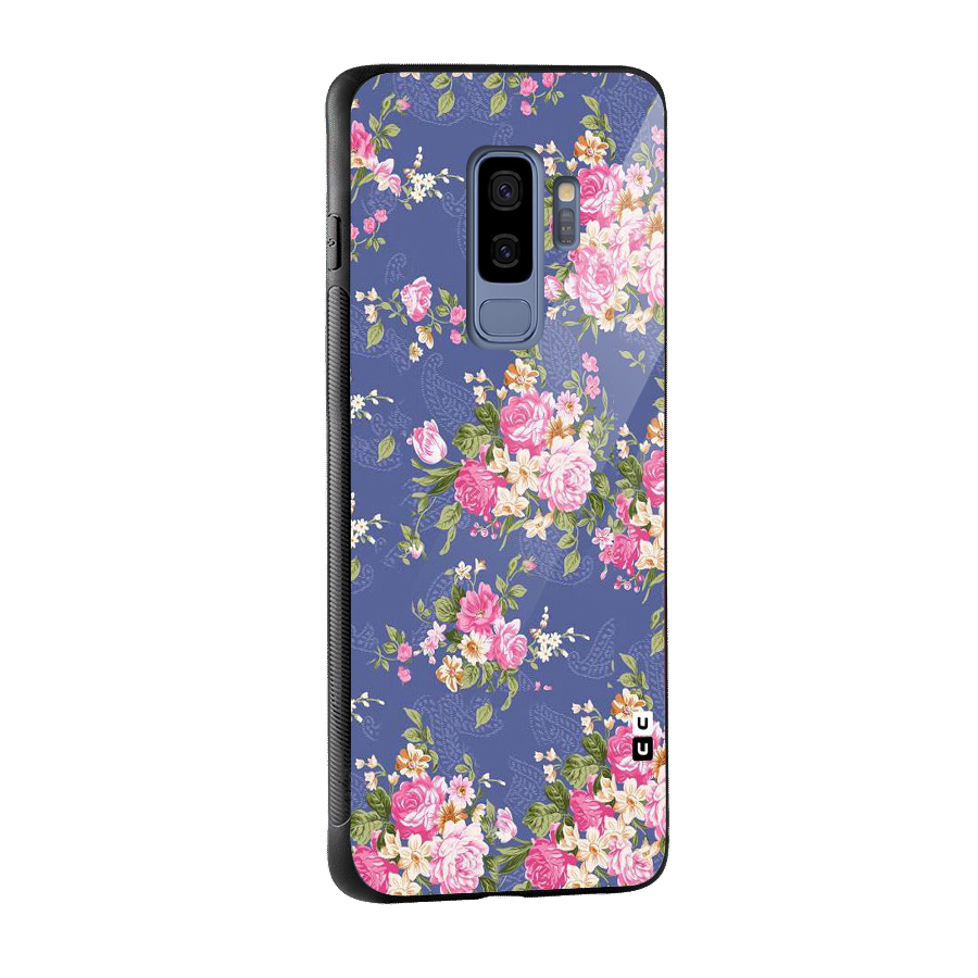 Purple Pink Floral Glass Back Case for Galaxy S9 Plus