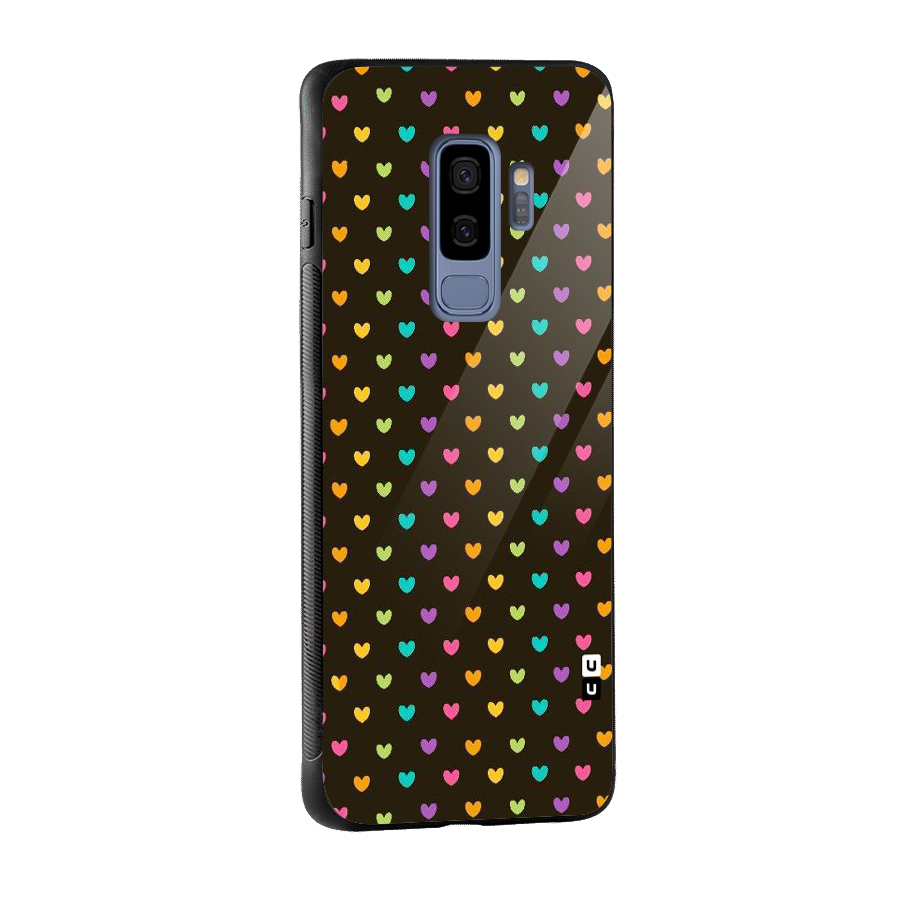 Rainbow Hearts Glass Back Case for Galaxy S9 Plus