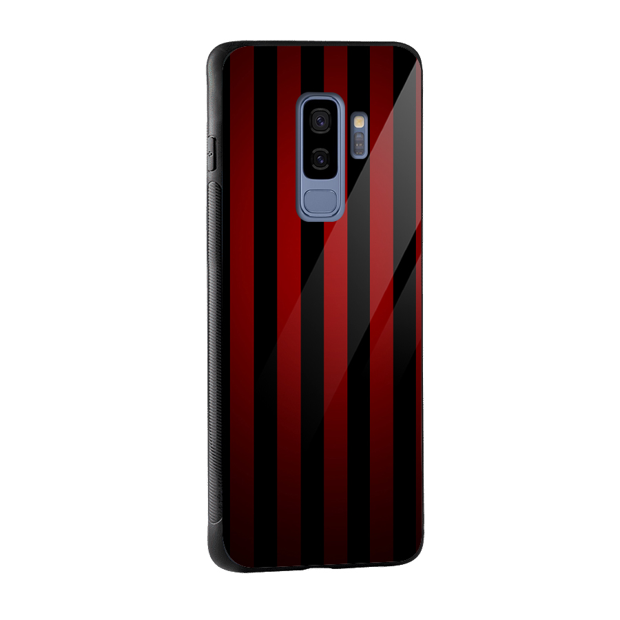 Red Black Stripes Glass Back Case for Galaxy S9 Plus