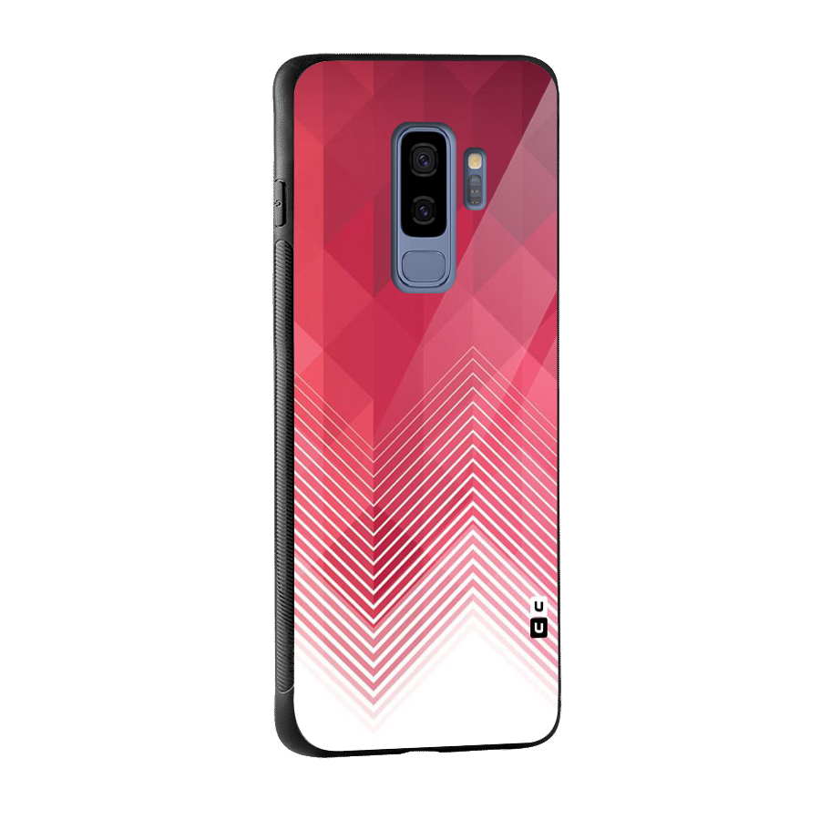 Red Chevron Abstract Glass Back Case for Galaxy S9 Plus