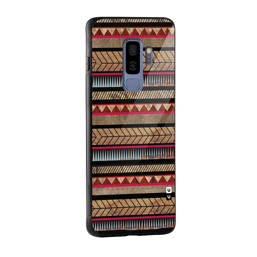 Red Indie Pattern Glass Back Case for Galaxy S9 Plus