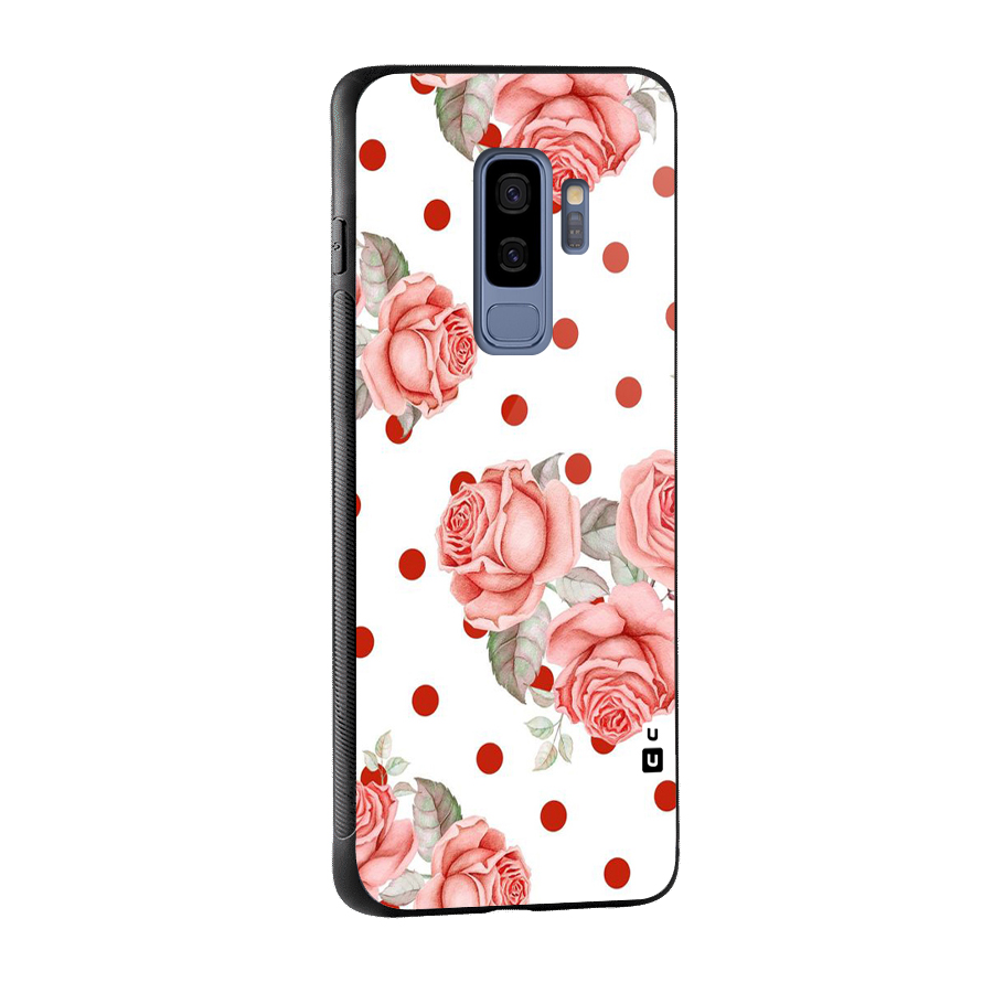Red Peach Shade Flowers Glass Back Case for Galaxy S9 Plus