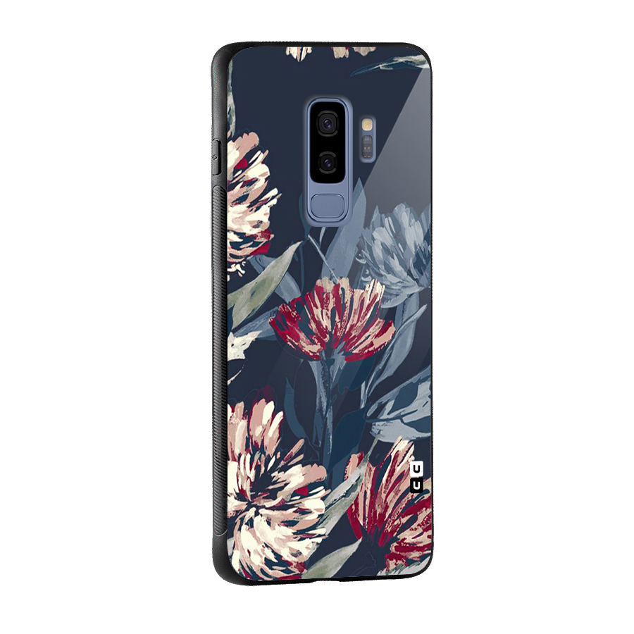 Red Rugged Floral Pattern Glass Back Case for Galaxy S9 Plus