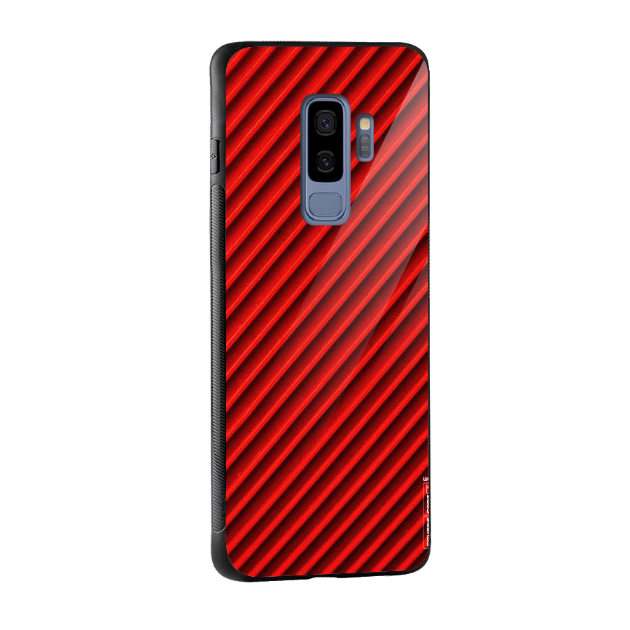 Red Rugged Stripes Glass Back Case for Galaxy S9 Plus