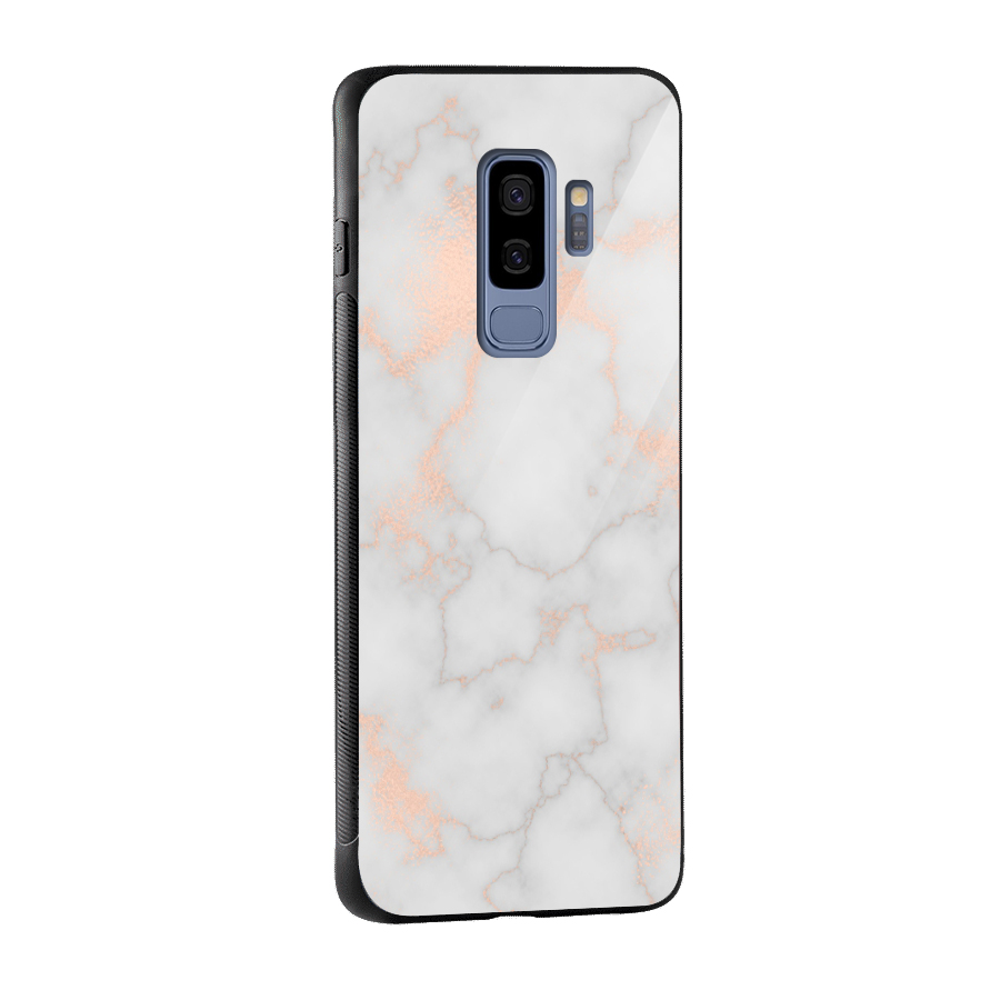 RoseGold Marble Glass Back Case for Galaxy S9 Plus