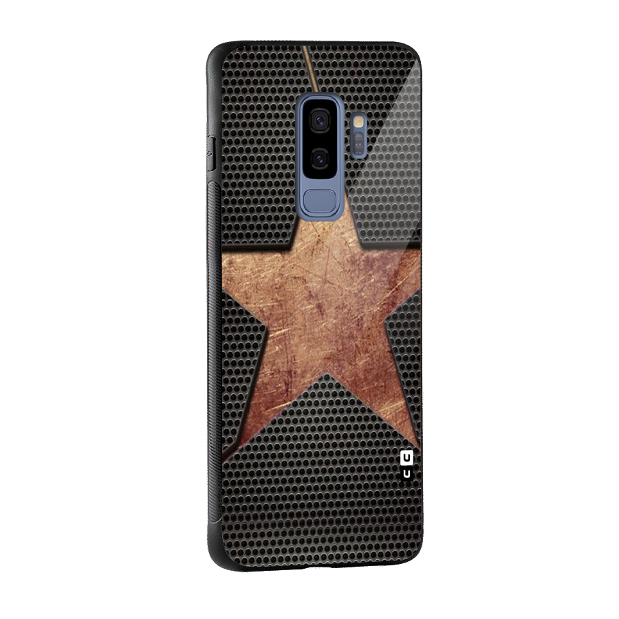 Rugged Gold Star Glass Back Case for Galaxy S9 Plus
