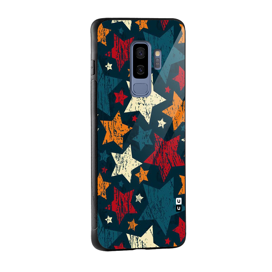 Rugged Star Design Glass Back Case for Galaxy S9 Plus