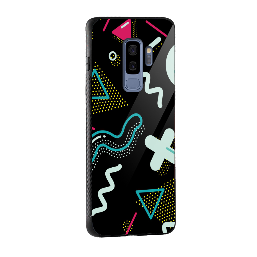 Shapes Pattern Glass Back Case for Galaxy S9 Plus