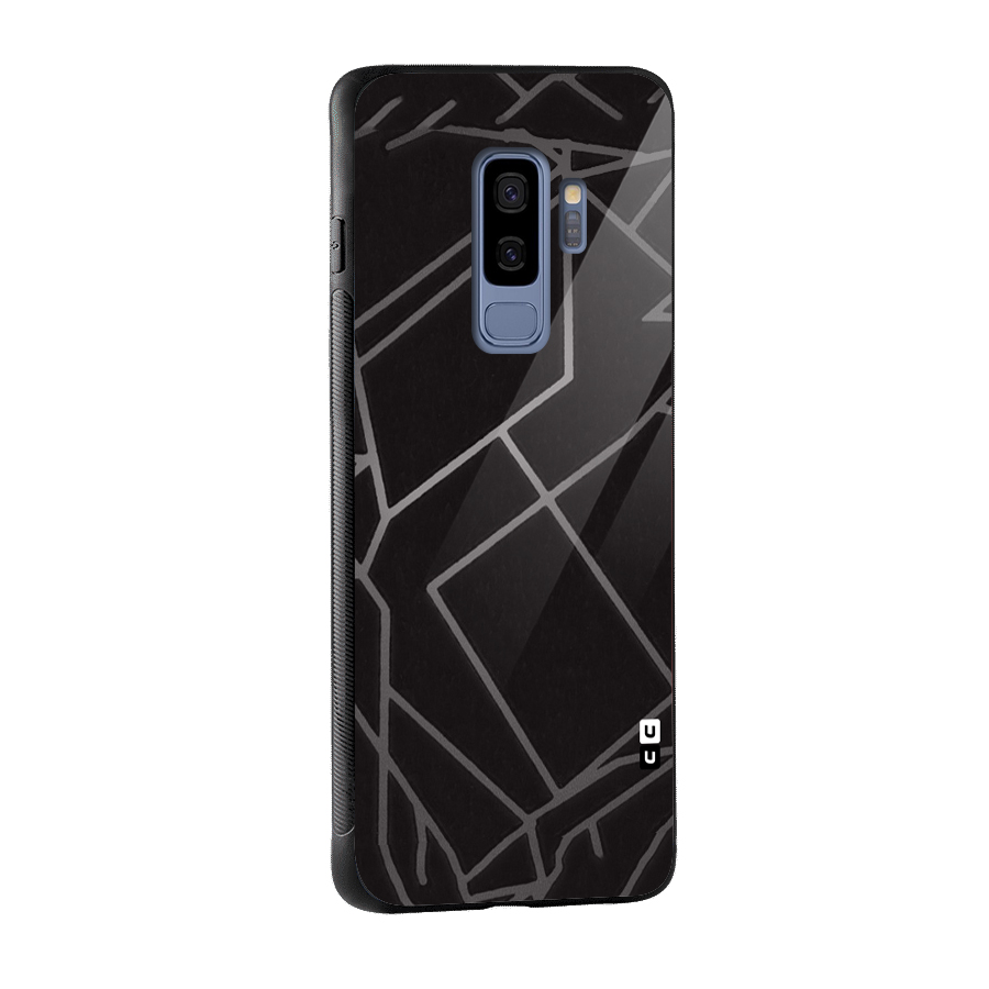 Silver Angle Design Glass Back Case for Galaxy S9 Plus