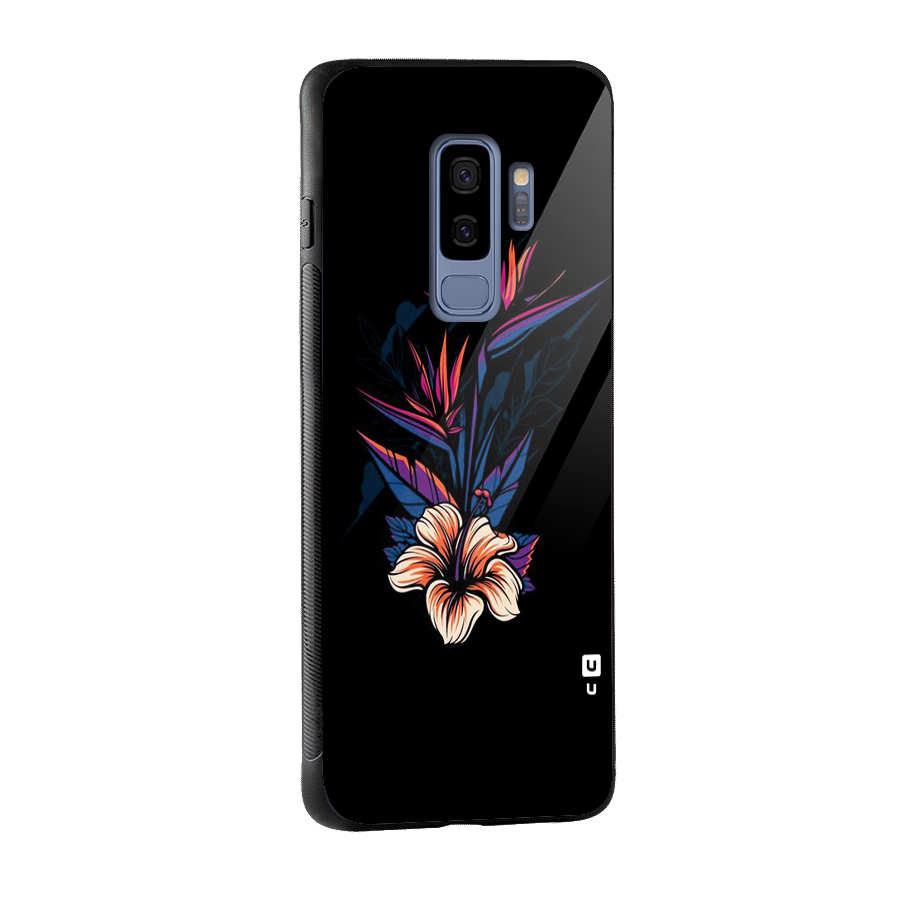 Single Painted Flower Glass Back Case for Galaxy S9 Plus
