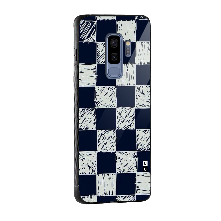 Sketchy Check Design Glass Back Case for Galaxy S9 Plus