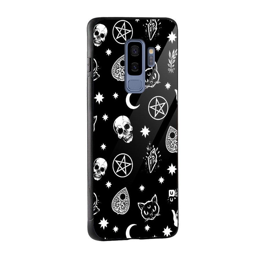 Skull Moon Design Glass Back Case for Galaxy S9 Plus