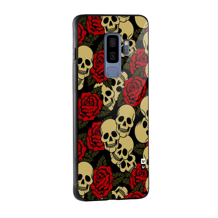 Skulled Roses Glass Back Case for Galaxy S9 Plus