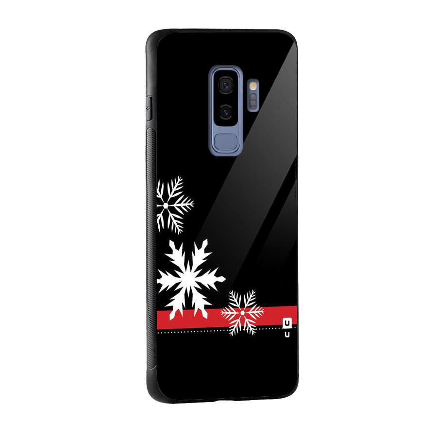 Snowflake Ribbon Glass Back Case for Galaxy S9 Plus