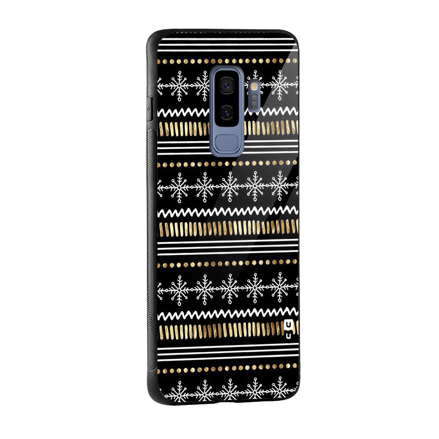 Snowflakes Gold Glass Back Case for Galaxy S9 Plus