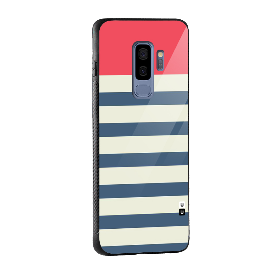 Solid Orange And Stripes Glass Back Case for Galaxy S9 Plus