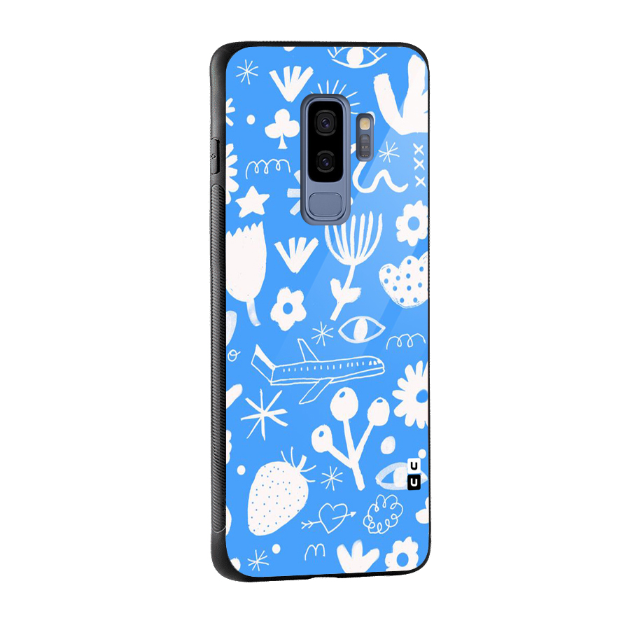 Space Blue Pattern Glass Back Case for Galaxy S9 Plus