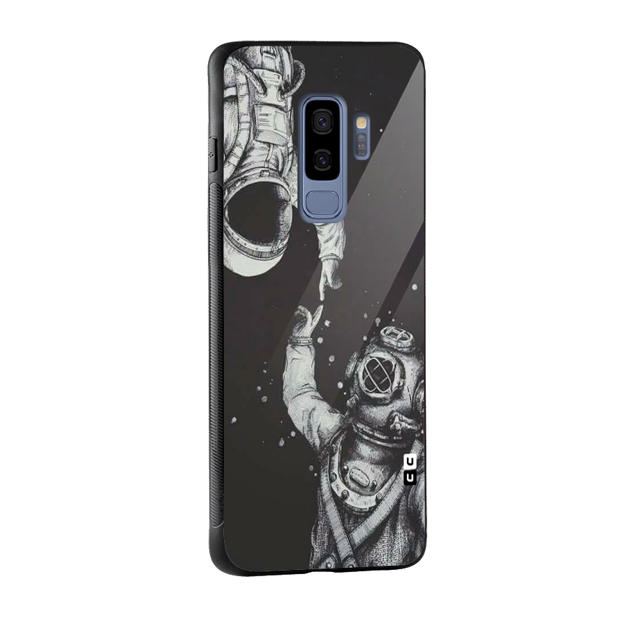 Space Meeting Glass Back Case for Galaxy S9 Plus