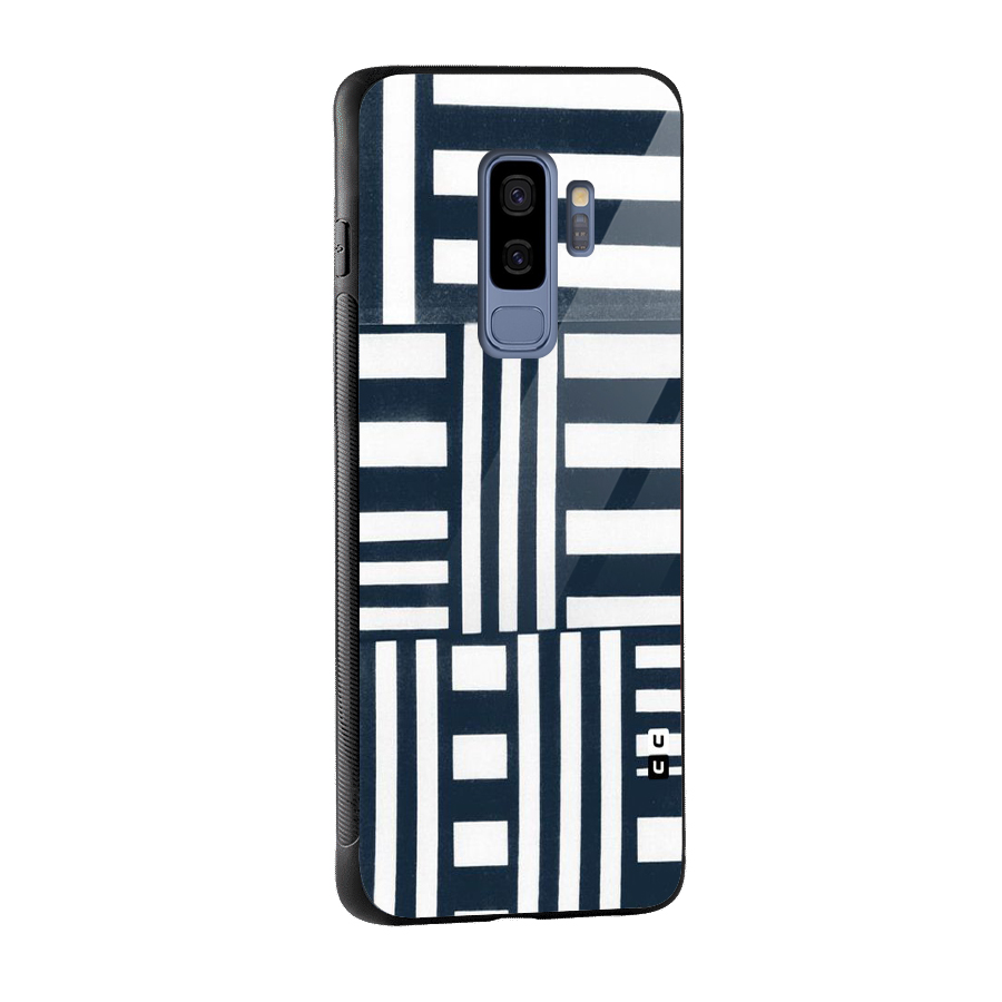 Square  Stripes Glass Back Case for Galaxy S9 Plus