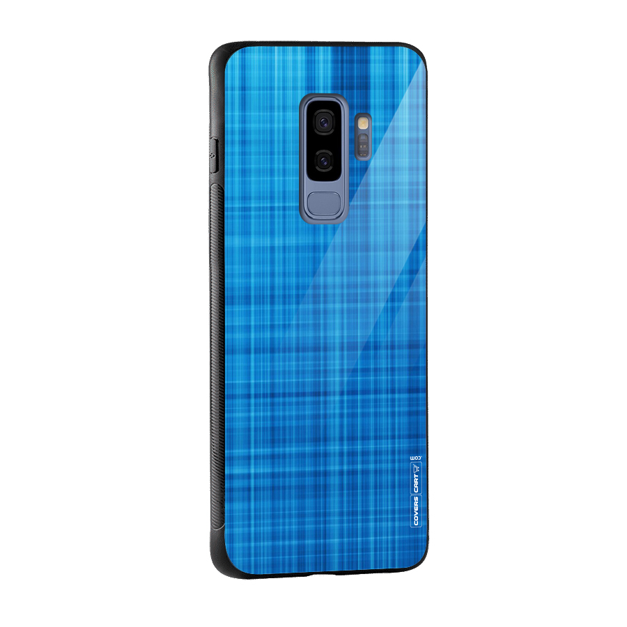 Stripe Blue Abstract Glass Back Case for Galaxy S9 Plus