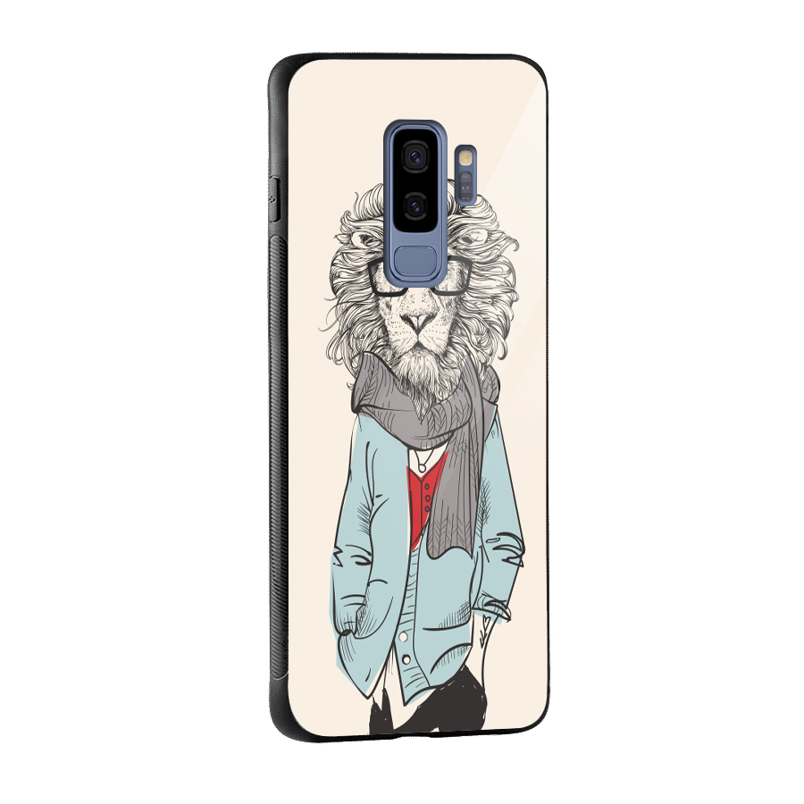 Stylish Lion Glass Back Case for Galaxy S9 Plus