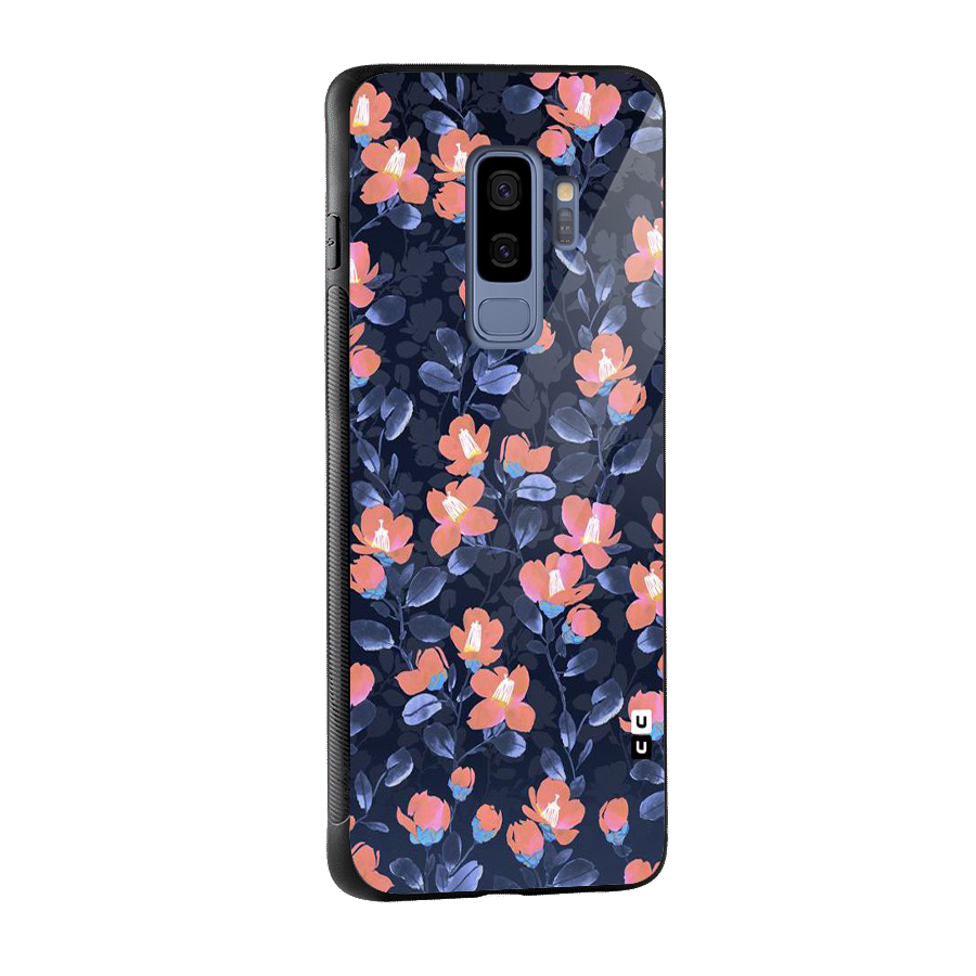 Tiny Peach Flowers Glass Back Case for Galaxy S9 Plus