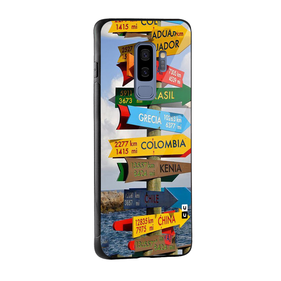 Travel Directions Glass Back Case for Galaxy S9 Plus