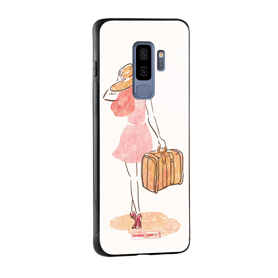 Travel Girl Glass Back Case for Galaxy S9 Plus