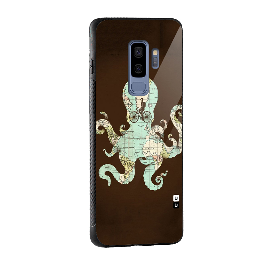 Travel Octopus Glass Back Case for Galaxy S9 Plus