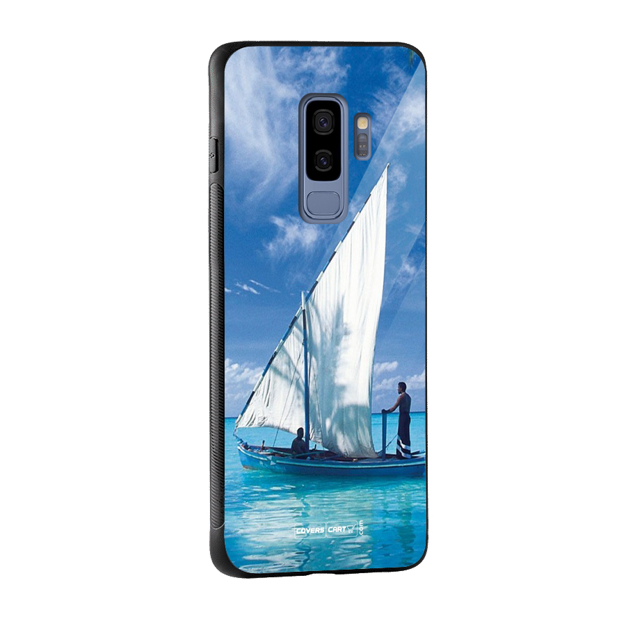Travel Ship Glass Back Case for Galaxy S9 Plus
