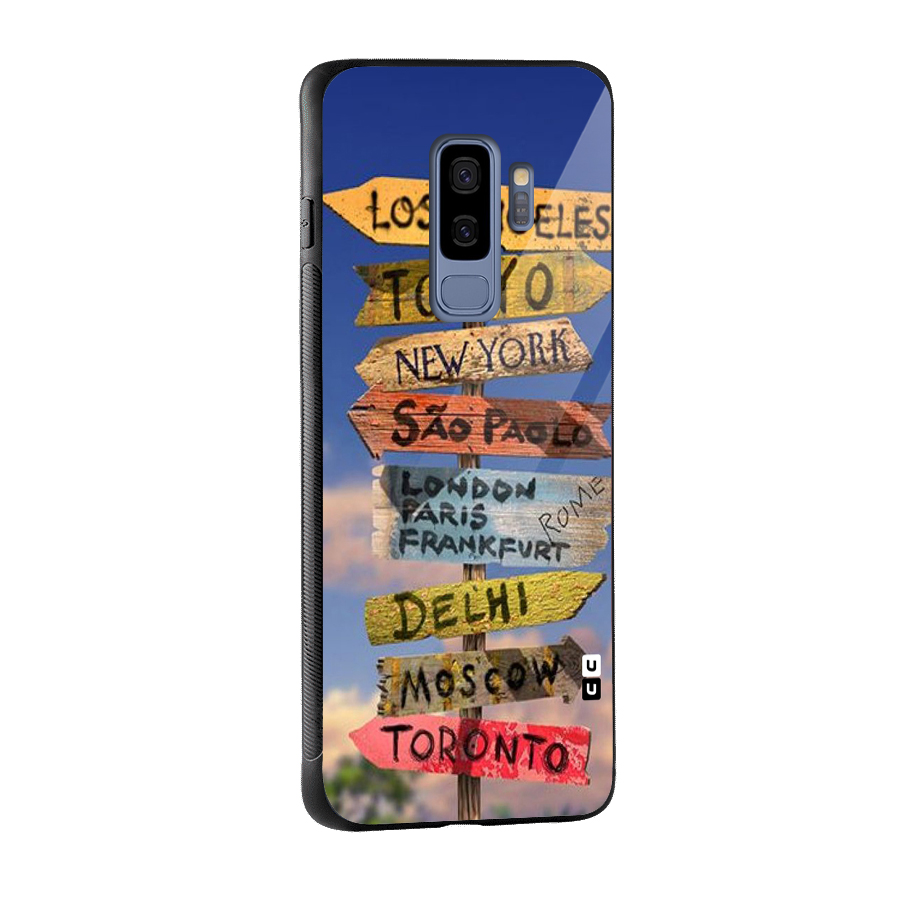 Travel Signs Glass Back Case for Galaxy S9 Plus