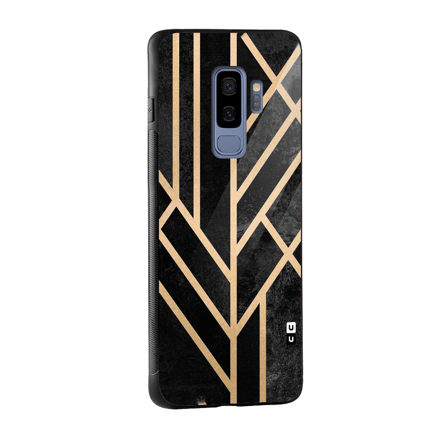 Tri Lines Gold Glass Back Case for Galaxy S9 Plus