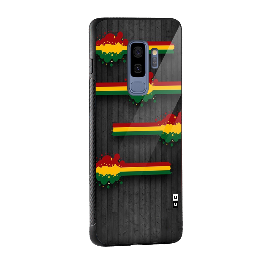 Tricolor Splash Design Glass Back Case for Galaxy S9 Plus