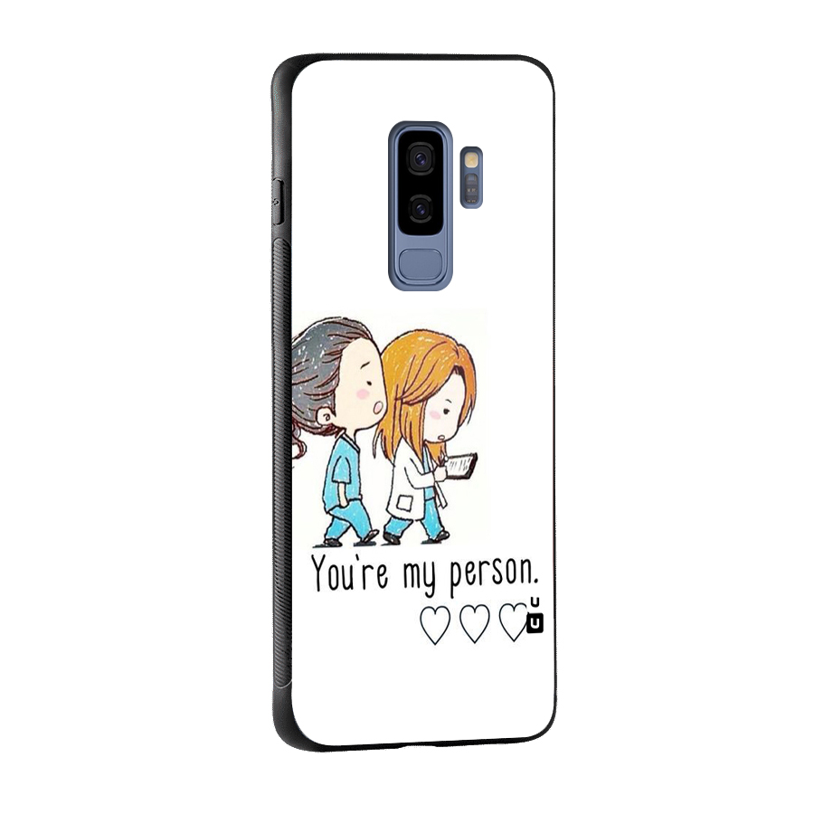 Two Friends In Coat Glass Back Case for Galaxy S9 Plus